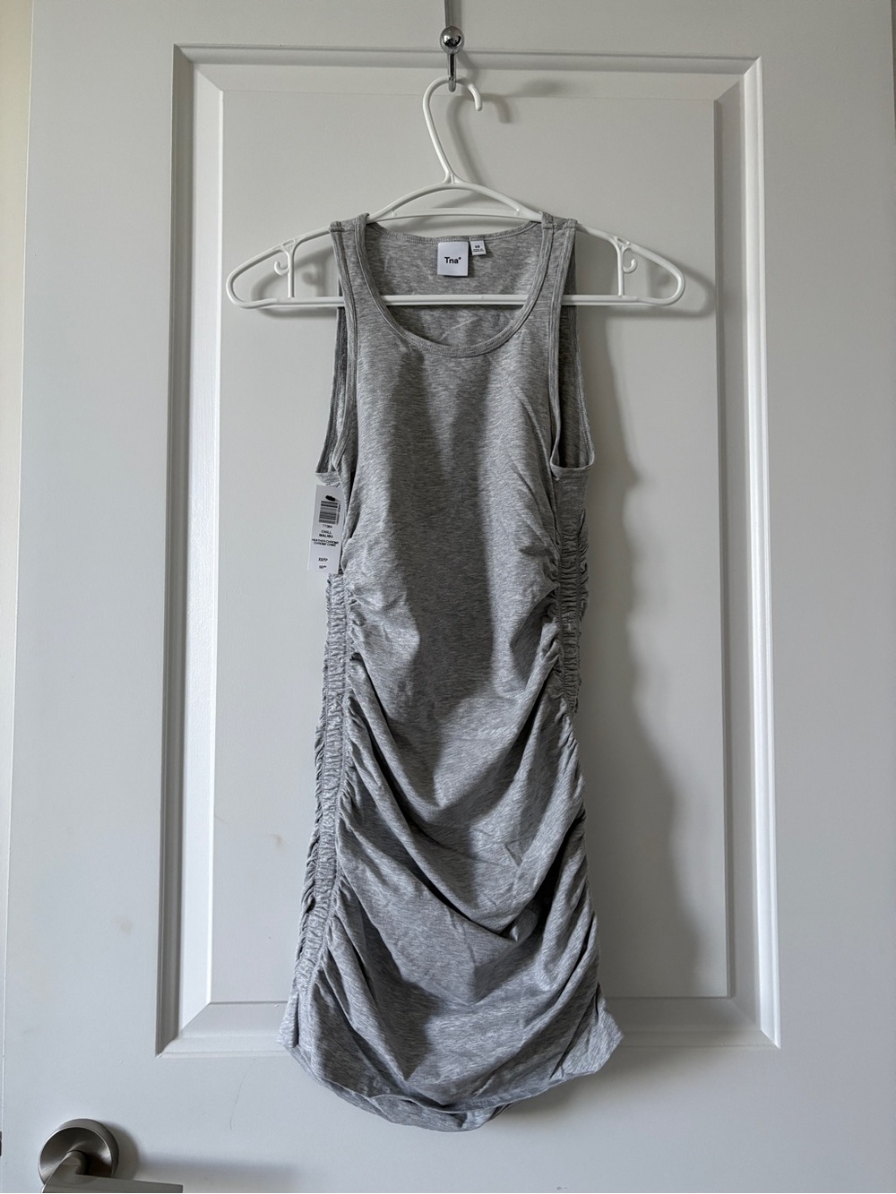 TNA Gray Ruched Tank Midi Dress